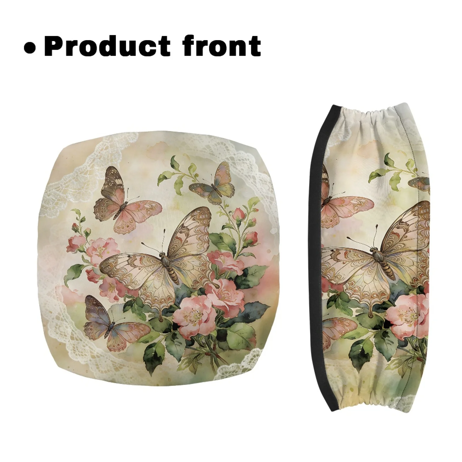 Coloranimal Butterfly Floral 2 Pcs Walker Seat Cushion Polyester Rollator Seat Back Rest Covers for Women
