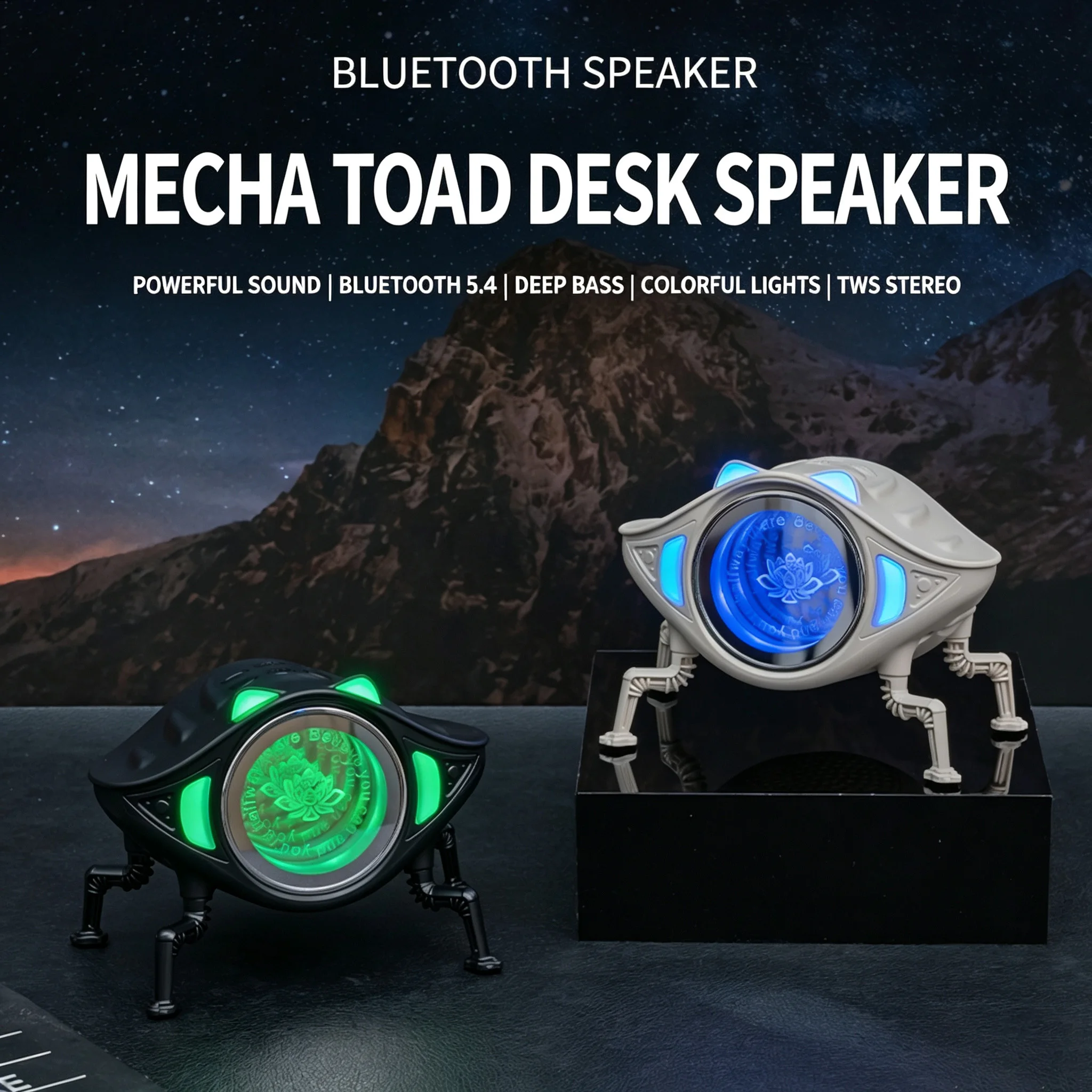 Alien Mecha Toad Bluetooth Speaker with RGB Dynamic Light Creative Desktop Mini Bluetooth Speakers TWS Dual Connection Sound Box