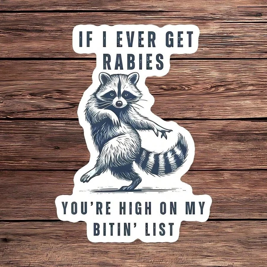 1PC Funny Raccoon Sticke Gift, Waterproof Peel & Stick Water Bottle Sticker, Raccoon Tumbler Decal, Trending Chaotic Notebook Vinyl, Perfect Gift For Meme Lovers, Cute Raccoon Car Sticker, Easy A - Detail 1