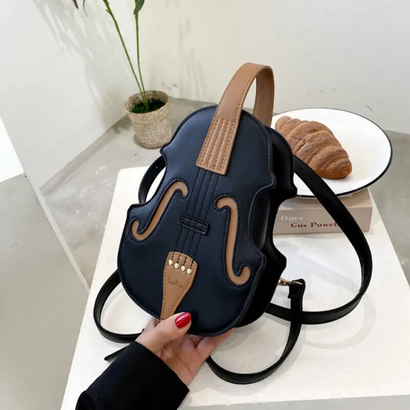 Violin Shaped Backpack Women Fashion Crossbody Bag Small PU Leather Backpack