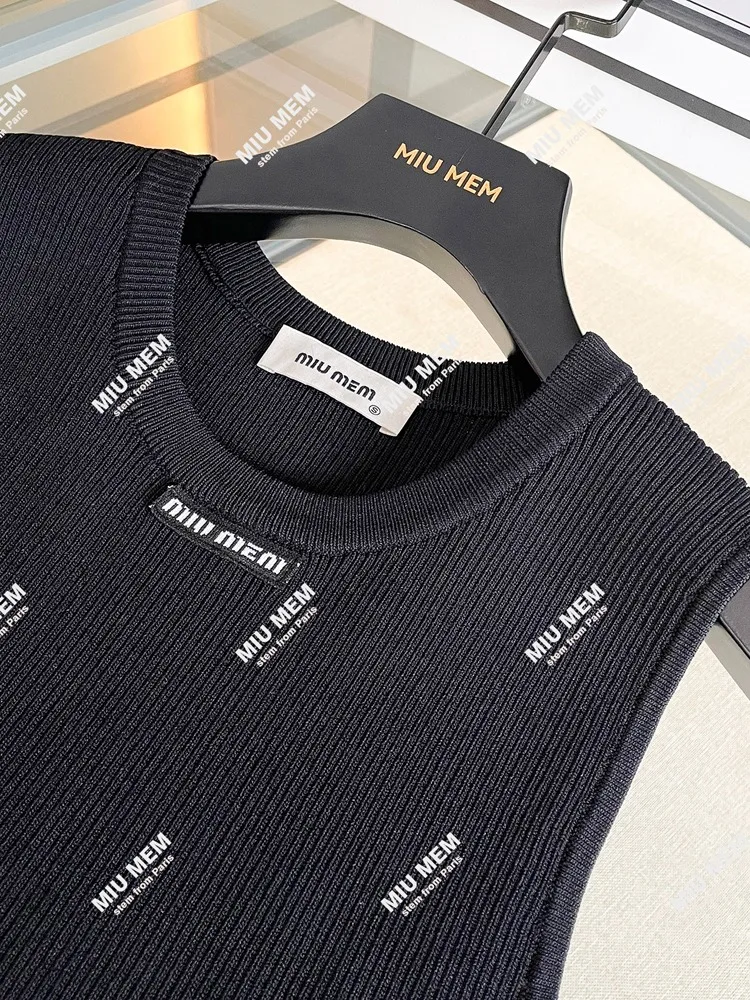 Verão cintura alta malha colete saia emenda camada bolo saia cintura alta a linha vestido feminino