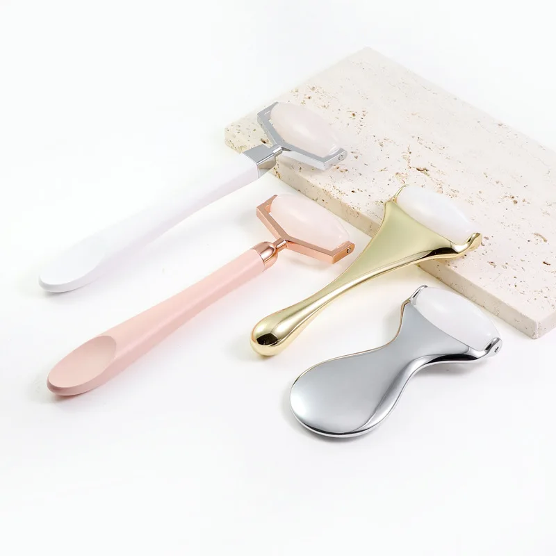 1PC 옥 롤러 마사지 뷰티 완드 화이트 옥 아연 Zlloy 얼굴 특수 얇은 얼굴 롤러 스크래핑 페이스 리프팅 도구