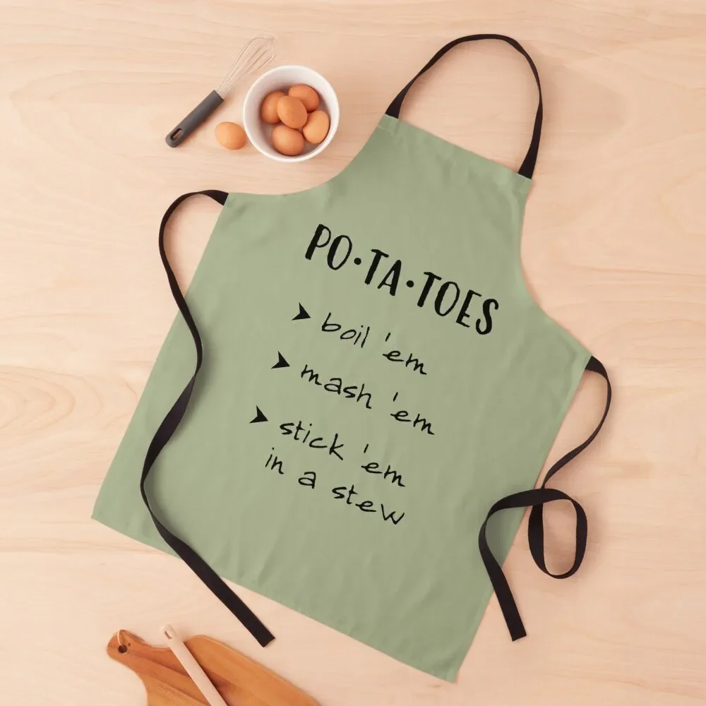 po-ta-toes! - black Apron Household Items Useful For Women cookings for women Apron