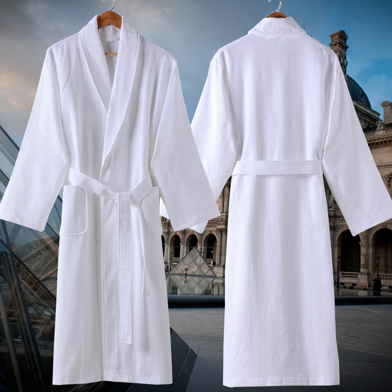 

Summer New Kimono Robe Men Cotton Gown Waffle Women Robe Long Home Clothing Sexy Sleepwear Intimate Lingerie Bathrobe Homewear