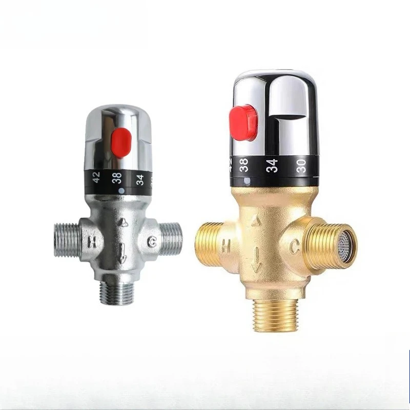 Solid Brass Thermostatic Mixing Valve Surface Mount For Water Heater Solar Water Temperature Control Valve