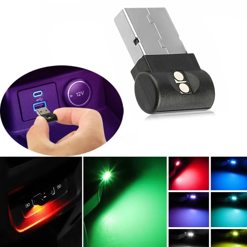 1x Mini USB RGB LED Car Interior Light Touch Key Neon Atmosphere Ambient Lamps For All Devices With USB Ports For Cars Computers