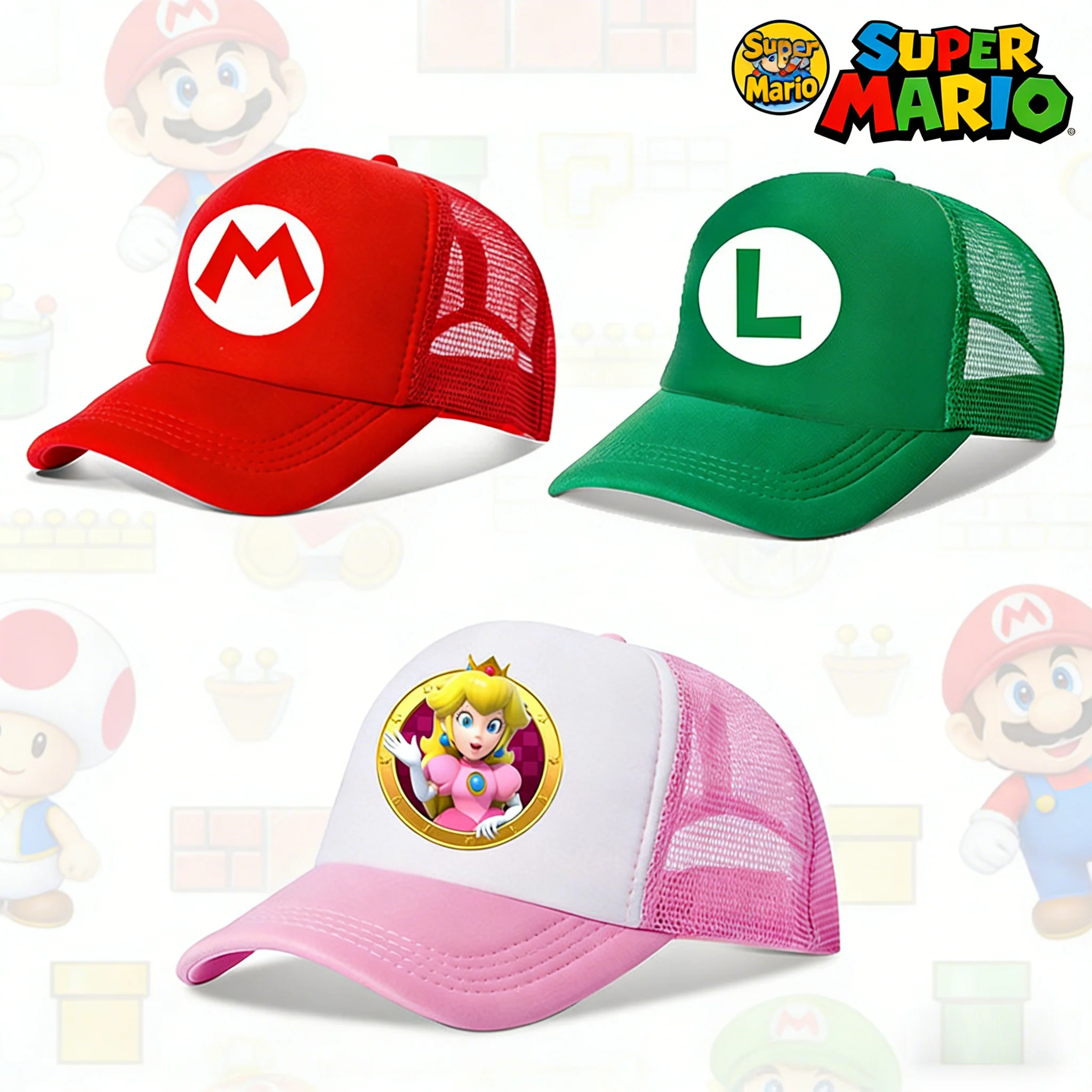 Super Mario Adjustable Baseball Cap Embroidery Sunshade Anime Mario Brothers Cartoon Hip-Hop Christmas Cosplay Birthday Gift