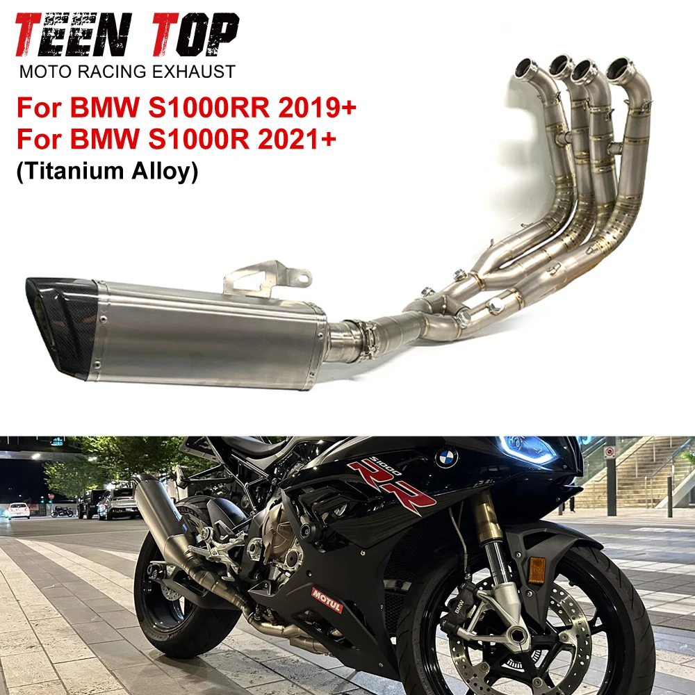 For BMW S1000RR S1000R Full Exhaust System Titanium Alloy Motorcycle Escape S1000RR 2019+ Exhaust Slip on with Carbon Endcap