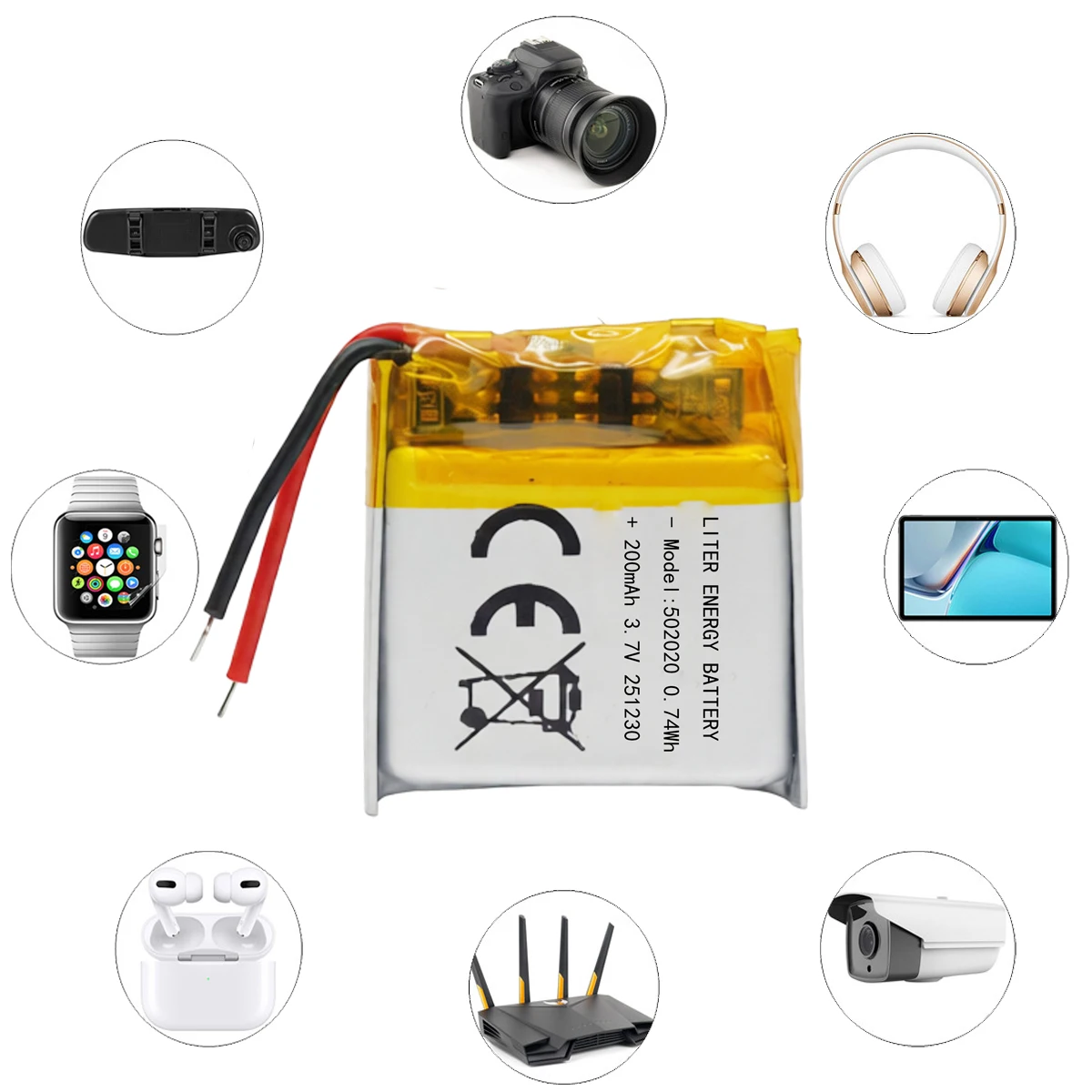 Liter energy battery 3.7V 200mAH 502020 PLIB polymer lithium ion / Li-ion battery for GPS mp3 mp4 mp5 dvd
