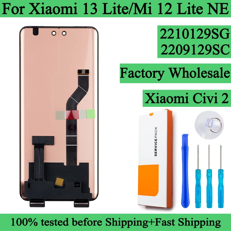 2210129SG 100% Tested Premium Lcd For Xiaomi 13 Lite Display Touch Screen Xiaomi Civi 2 Digitizer Assembly For Xiaomi 12 Lite NE