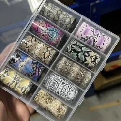 10 Rolls Leopard/Snake Print Paper Nail Art Sticker Glass Foil Nail Stickers Strips Cellophane Manicure Design Nail Art Decal