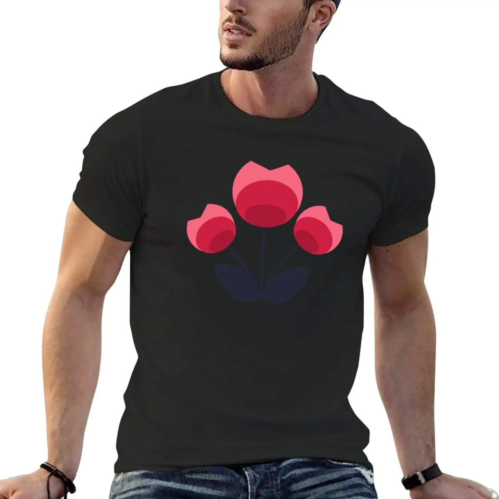 

Red and Pink Mid Century Modern Flower T-Shirt cute clothes shirts graphic tee anime for a boy mens vintage t shirts