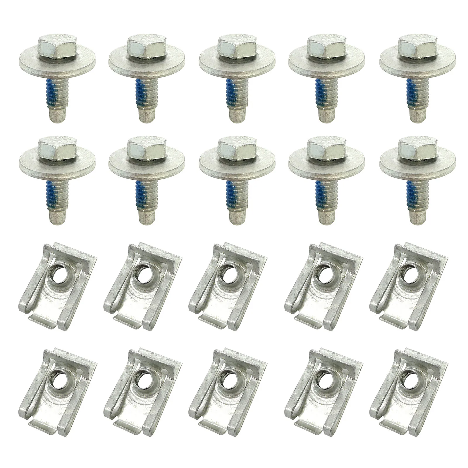 20pcs/10set Universal Under Engine Cover Undertray Clips M6 Body Bolt U-nut Screws Retainer Splash Shield Guard