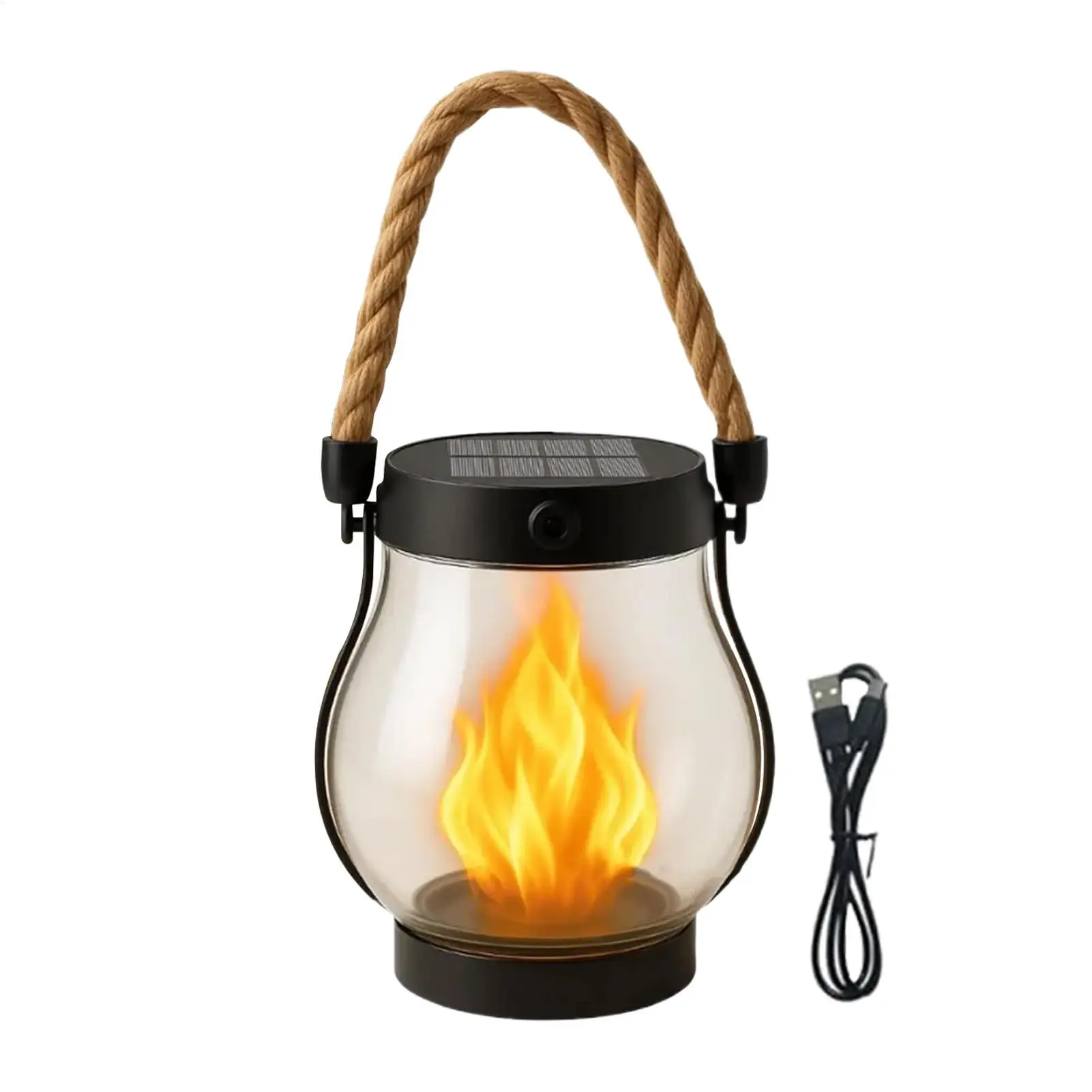 Outdoor Solar Lanterns Waterproof Lamp Lantern Hempd Rope Hanging Flashing Solar Light For Outdoor Courtyards Gardens