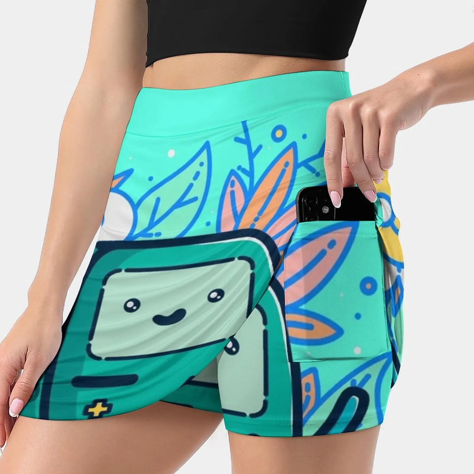 Adventure Time-Super น่ารัก Bmo! ผู้หญิงกระโปรงกีฬา Skort กระโปรงกระเป๋าแฟชั่นสไตล์เกาหลีกระโปรง4Xl กระโปรง