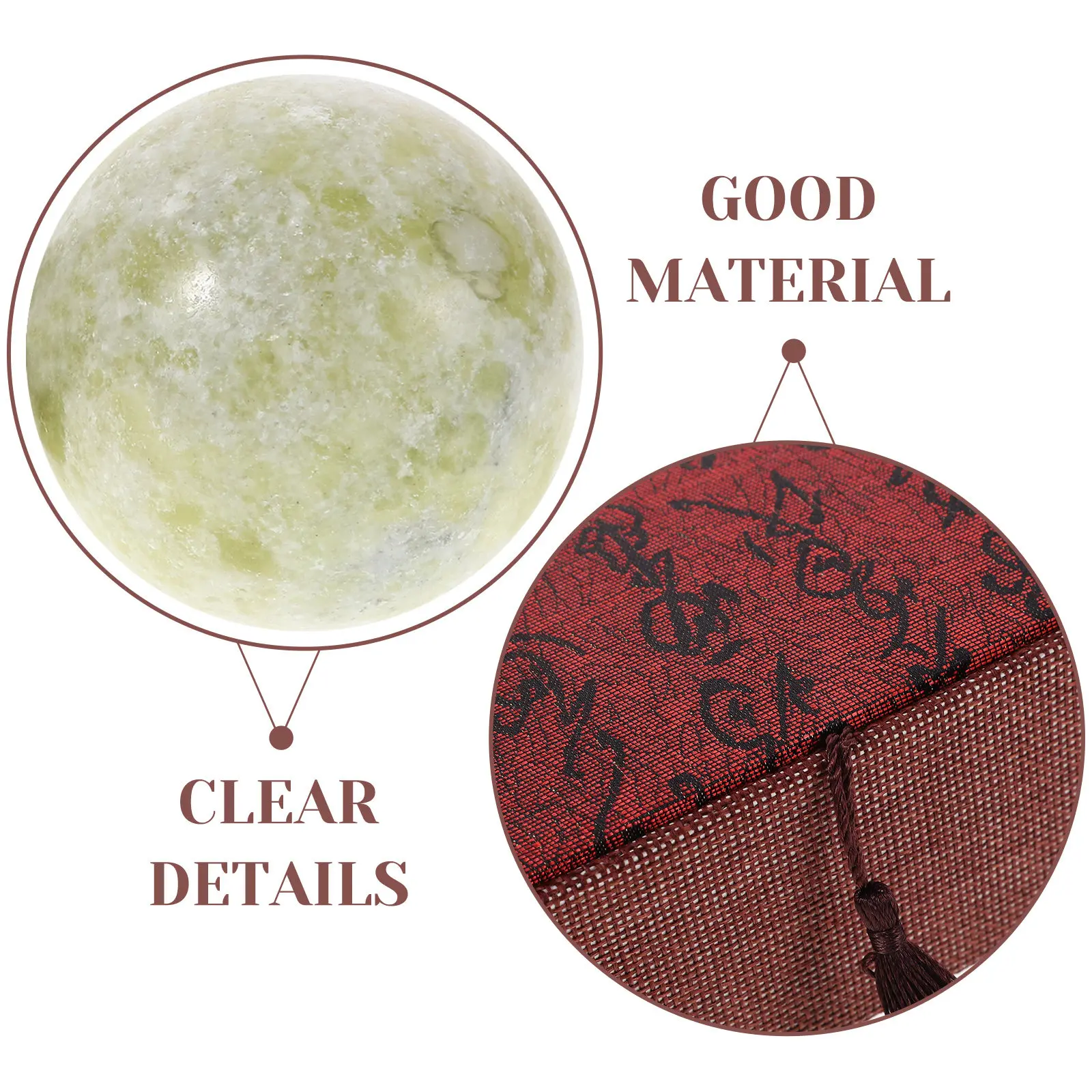 1Set Chinese Stone Baoding Massage Balls Natural Marble Hand Exercise Balls for Relaxation Meditation Hand Health Stress Relief view 2