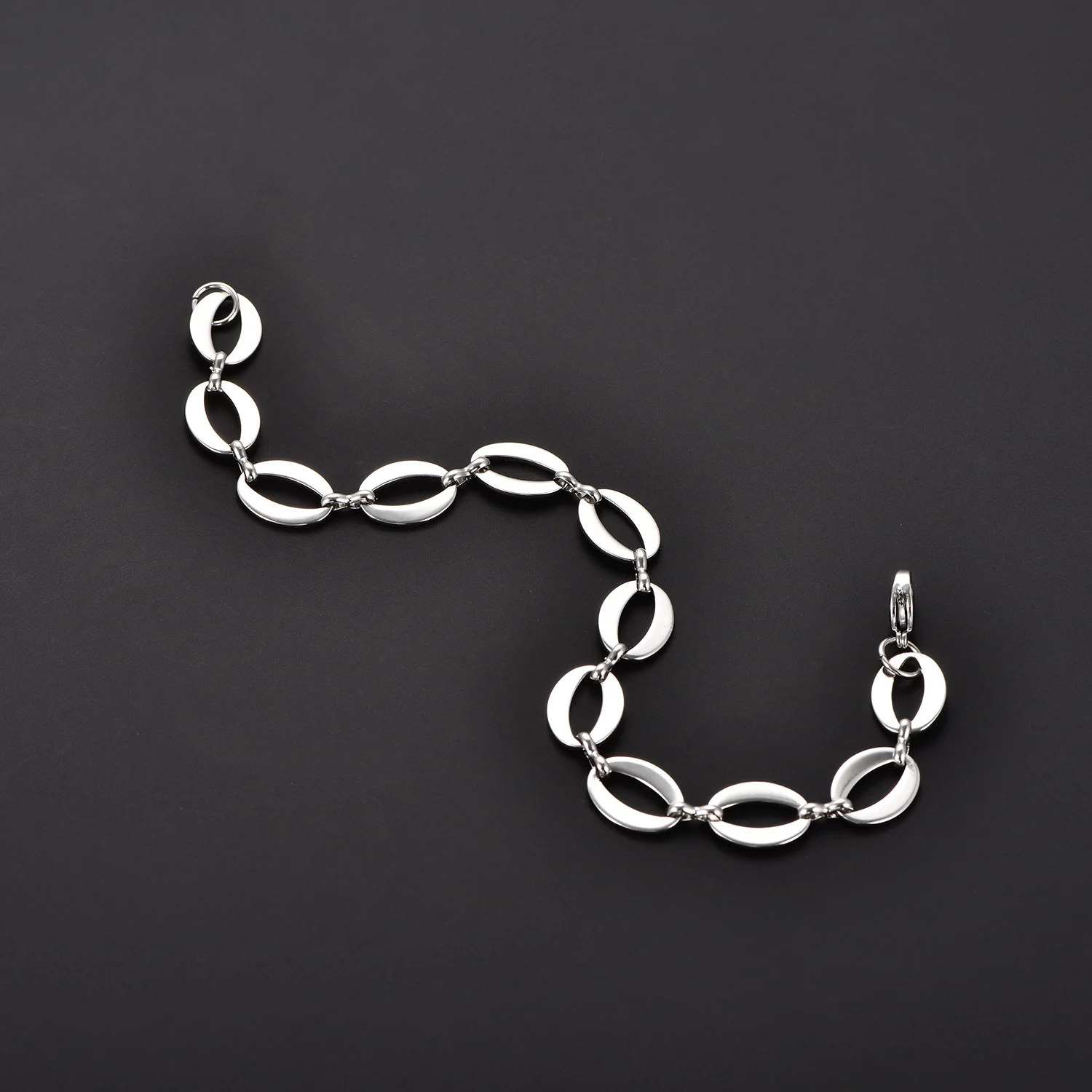 Ovale Form Runde Handkette Edelstahl Armband Fußkettchen Kubanische Gliederkette Damen Herren Metallschmuck Zubehör – Detail 3