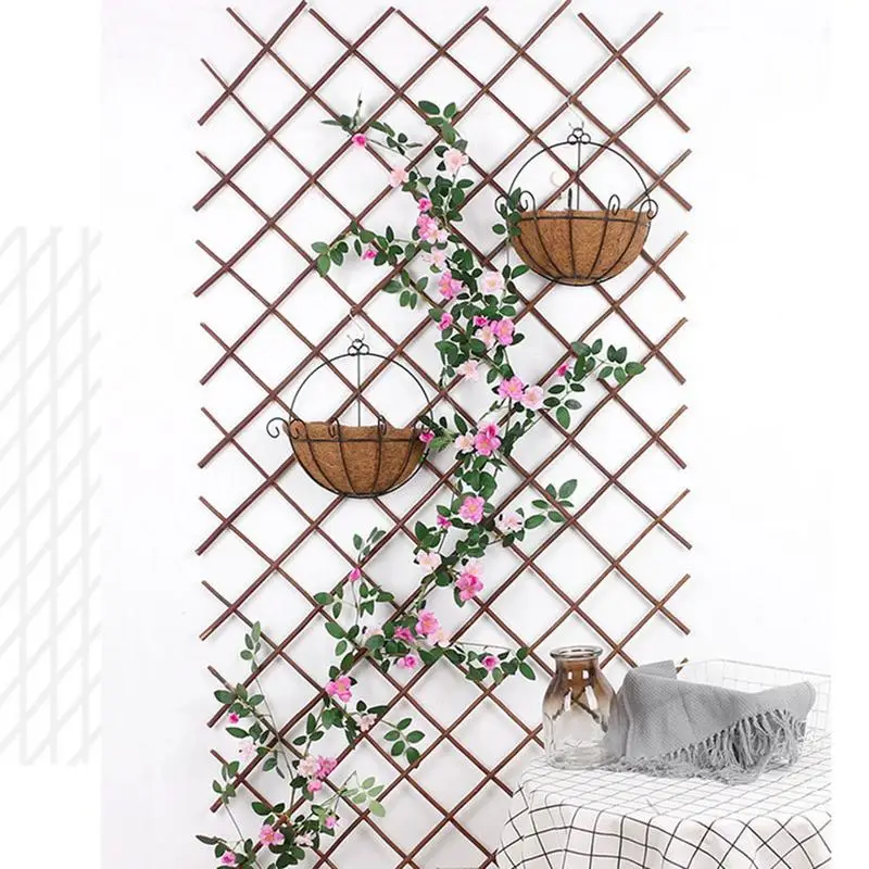 Wooden Fence Durable Retractable Plant Climbing Frame Trellis Flower Decoration Stand Retractable Fence Garden Plant Fence