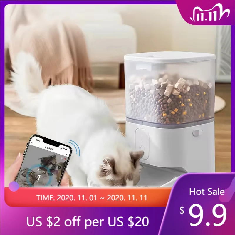 

Smart Wifi Mobile Phone App Remote Control Portable Multi-Function Automatic Cat Food Dispenser pet feeder with