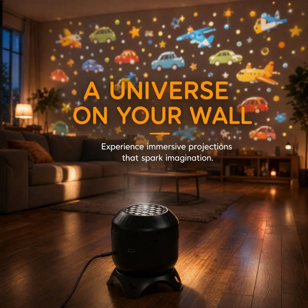8 Patterns Starry Ocean Projection Night Light Dynamic Projector Rotating Festival Ambient Light Snowflake with Adjustable Speed