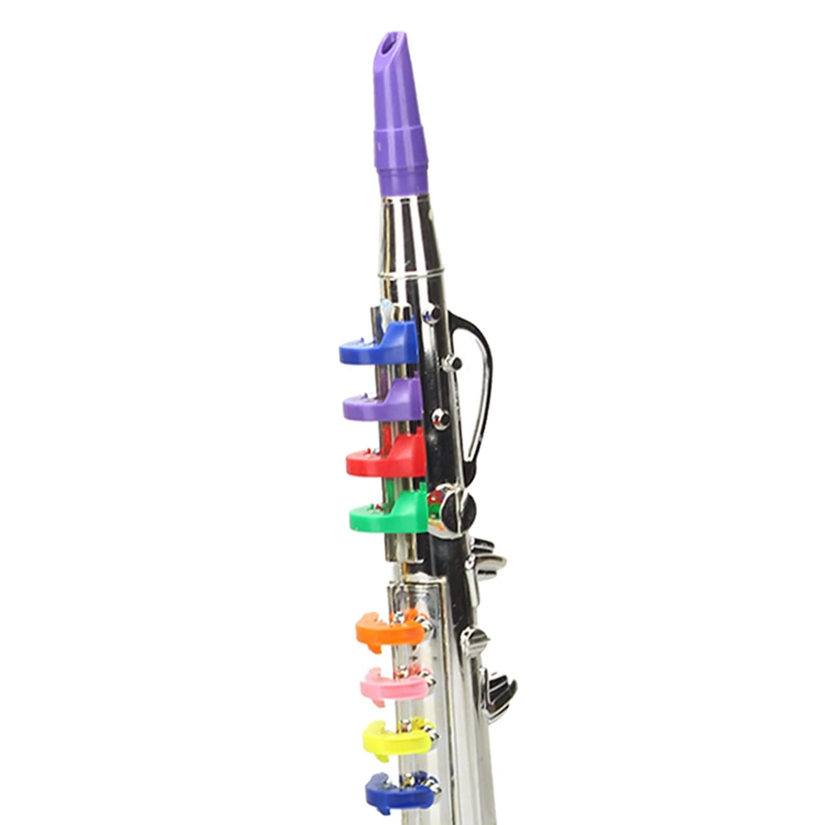 8 Tones Simulation Saxophone Toy Props Play Mini Musical Wind Instruments for Children Birthday Party Toy Silver