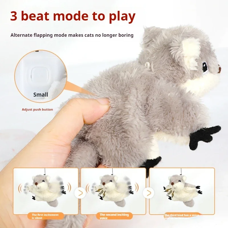 Electric Cat Beating Toy Catnip Swinging Plush Simulation Large USB Charging Sound Pet Shaking Bird Self Hi Fishing Cat aquarium