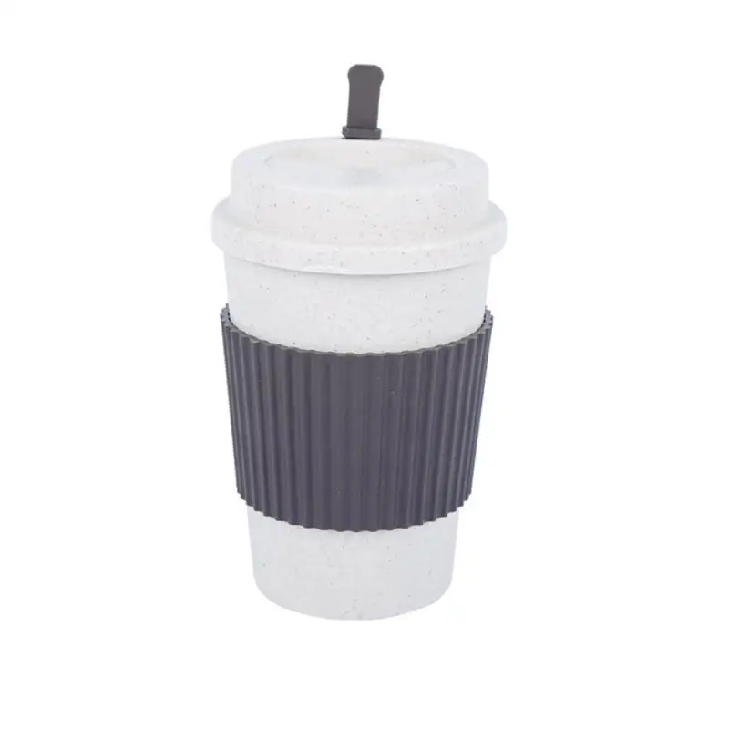 450ML Coffee Cups With Lids Wheat Straw Reusable Portable Coffee Cup Dishwasher Safe Coffee Mug Coffee Tea Travel Cups