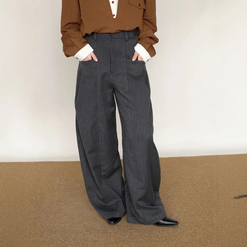 

Spring and Summer Design-striped Loose Wide-leg Suit Pants for Women