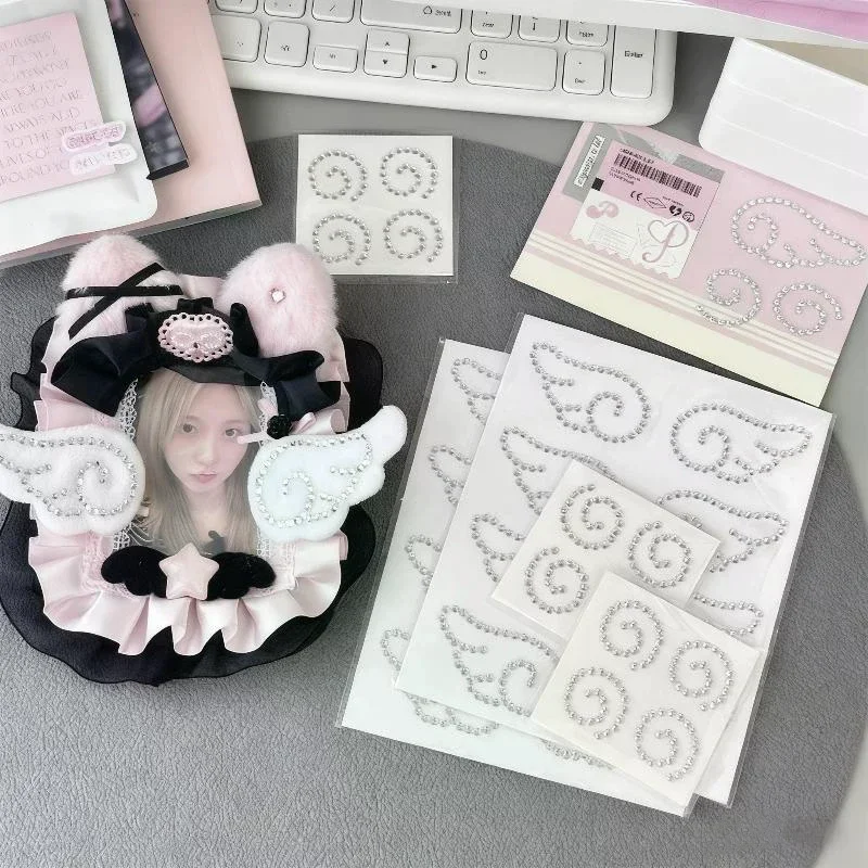 2 Sheets 3D Acrylic Angel Wings Crystal Stickers Fish Cakes Sparkly Rhinestone Decals DIY Decor Self Adhesive Jewelry Crafts image 3