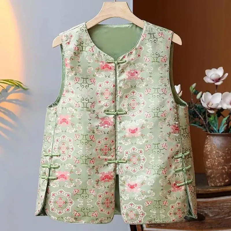 Retro Lady Large Size 5XL Vest Top 2025 Femme Fashion Jacquard Waistcoat Coat Spring Autumn Women Leisure New Sleeveless Jacket