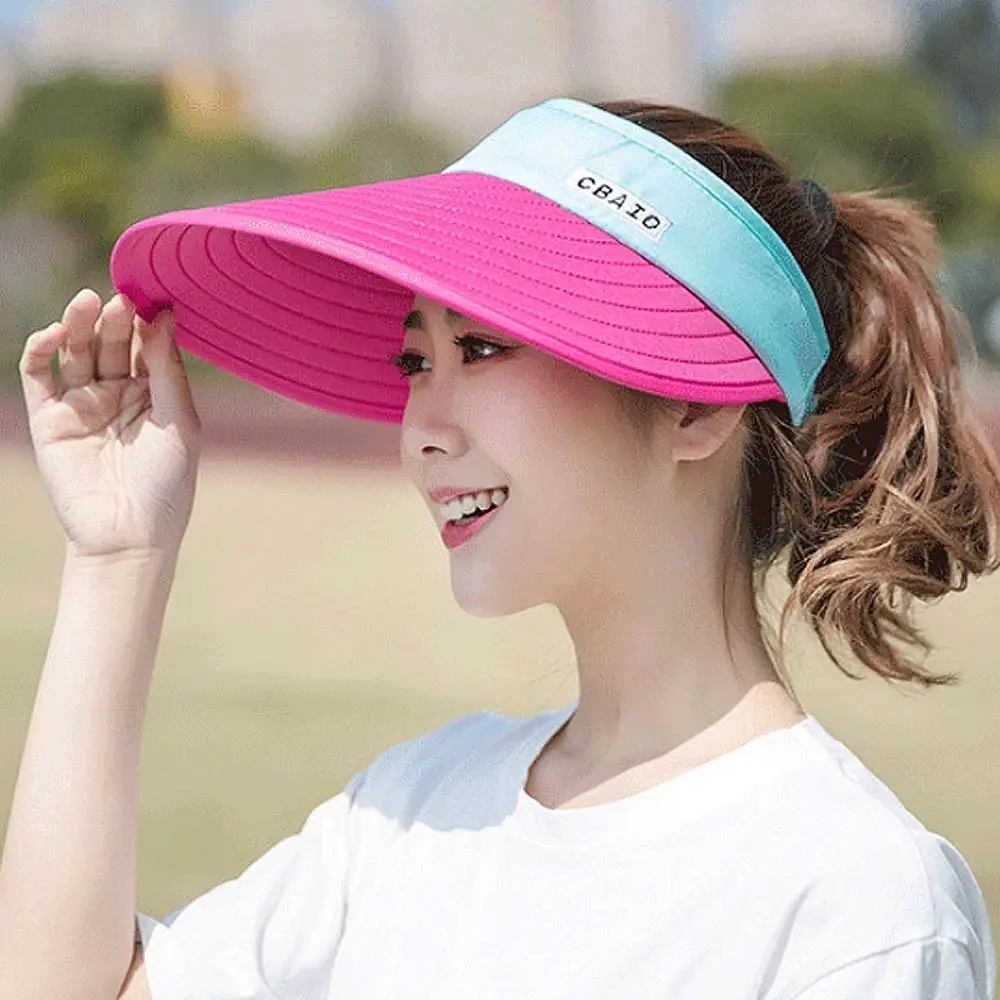 2023 New Simple Women Summer Sun Visor Wide Brim Hat Beach Hat Sunhat Lady Sunscreen hat UV Protection Female Cap Adjustable