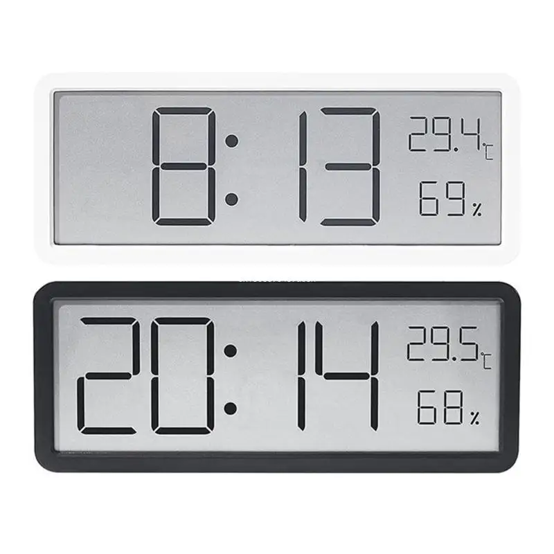 Contemporary Digital Wall Clock with Temperature, Date and Auto DST for Home Or Office