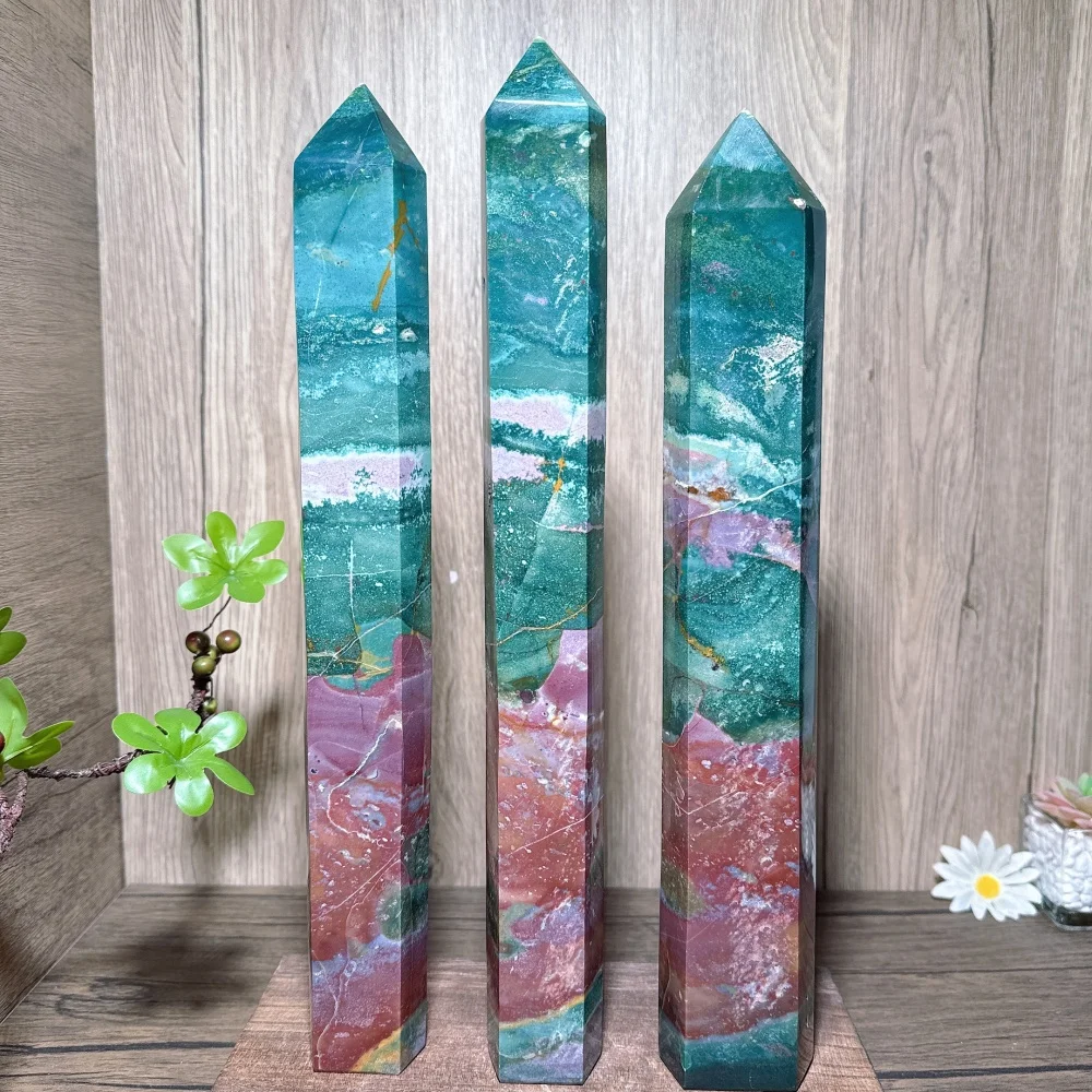 1pc Natural Unique Colourful Big Ocean Jasper Towers Raw Stone Healing Crystal Reiki Energy Home Decor Ornaments Gift