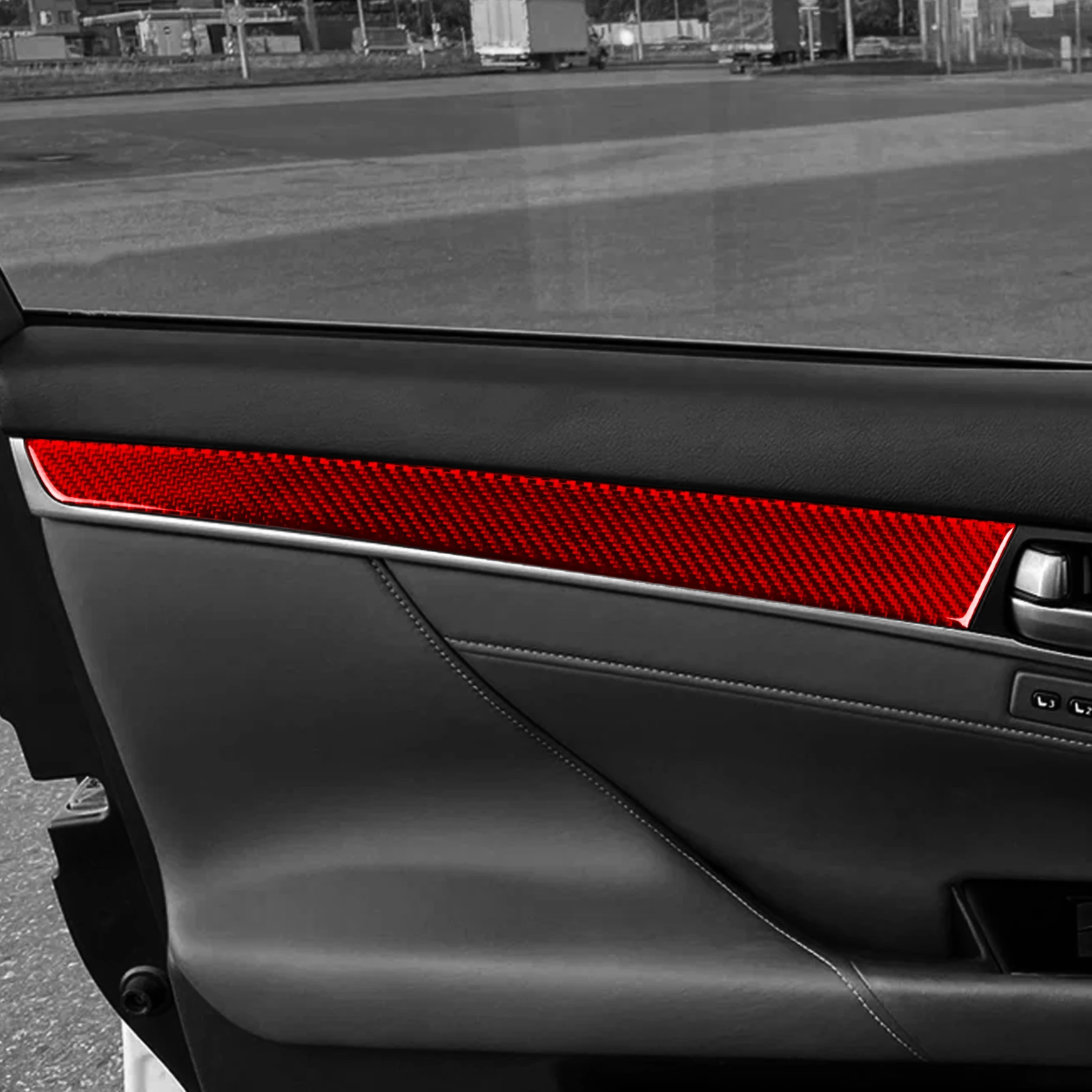 For Lexus GS 350 2012--2020 Black Carbon Fiber Interior Door Panel Trim Car Accessories Modifications Decorations Gift Stickers