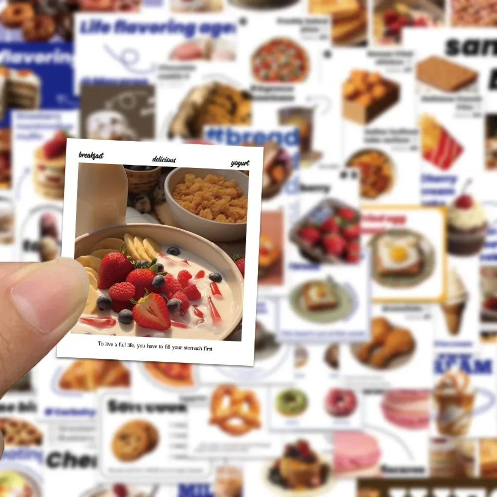 10/30/50pcs INS Style Dessert Cake Cartoon Stickers Food Name Label Decals DIY Fridge Phone Case Water Bottle Sticker Decoration