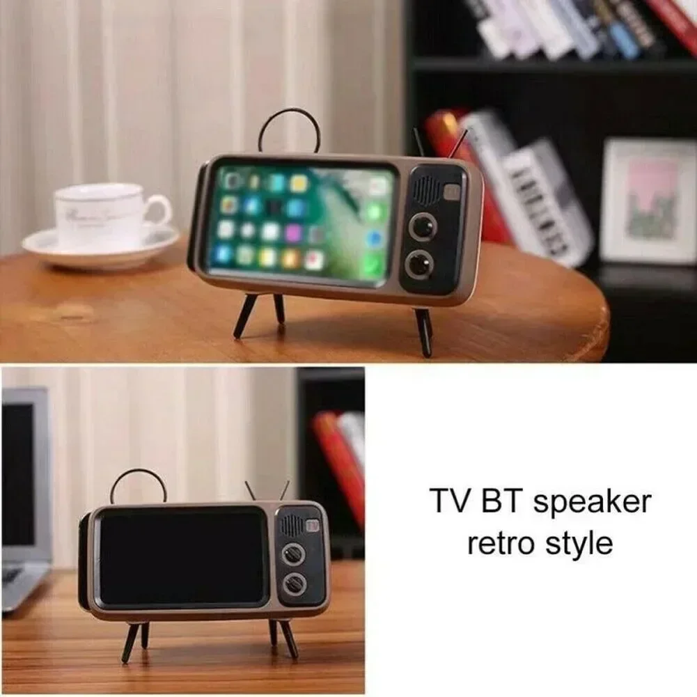 3 In 1  Phone Holder Stand Mini Portable Bluetooth Speaker Retro Photo Frame Gift Wireless Peaker Retro TV  Bass Speaker Mobile