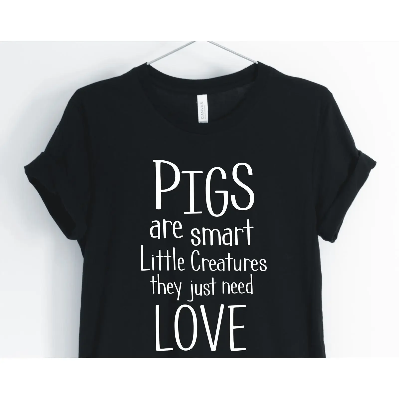 Pigs Are Smart Little Creatures They Just Need Love T Shirt Cute Pig for Farmer Owner Women's Casual Top vintage Washed