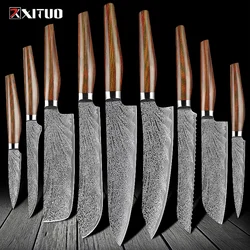 XITUO 1-9 Piece High Quality Chef's Knife Set Bread Slicing Filleting Santoku Knives Chopper Cleaver Utility Kitchen Accessories