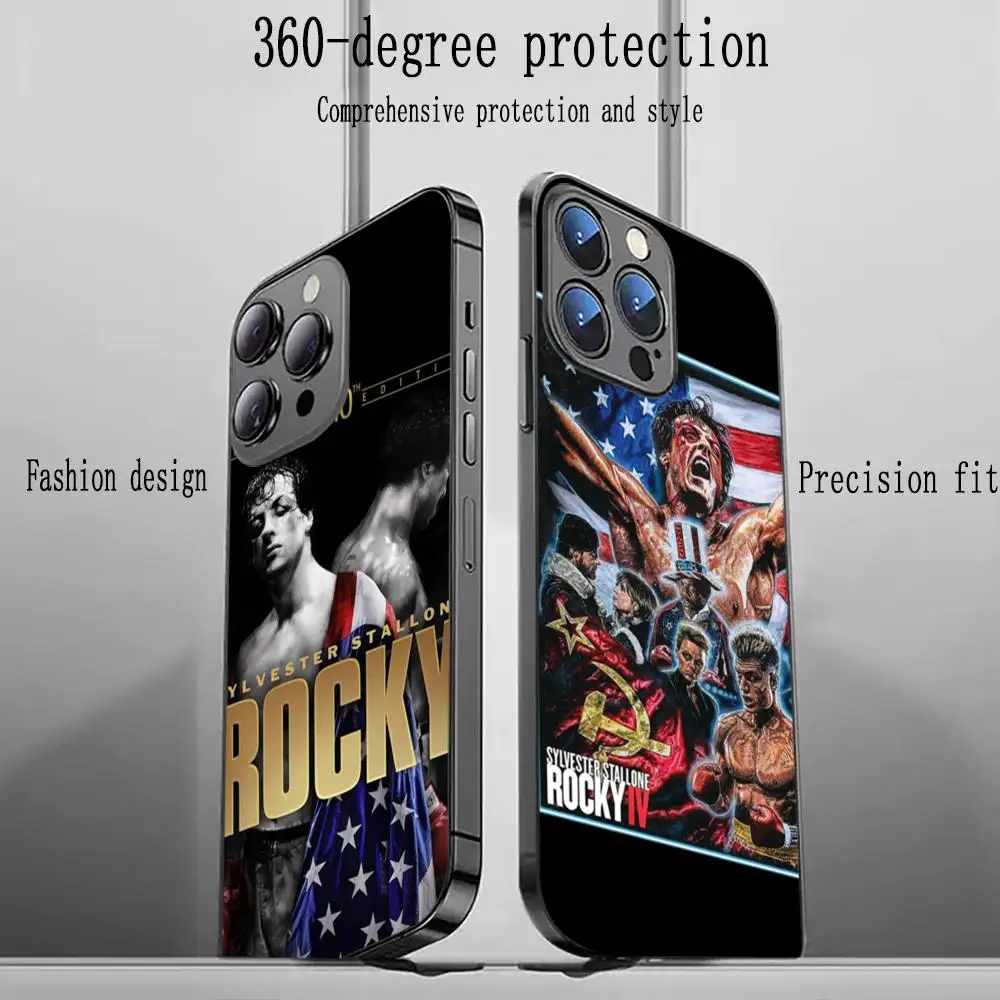 Classic cool Rocky Saga Phone Case For iPhone 16 15 14 13 12 11 X XR XS 8 Plus Mini Pro Max Soft black Shockproof Cover