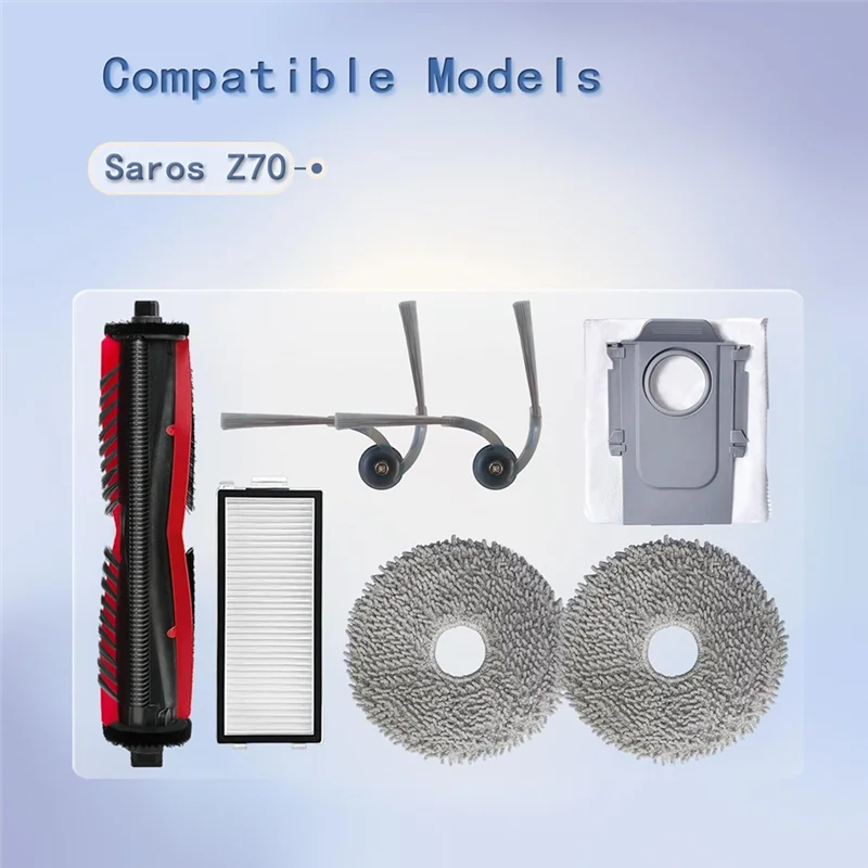 Акция! Комплект аксессуаров, совместимый с роботом-пылесосом Roborock Saros Z70, основные боковые щетки, фильтры, подушечки для швабры, мешки для пыли