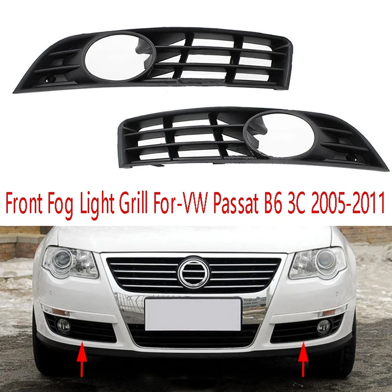 1 Pair Auto Car Front Grill Mesh Left Right Honeycomb Grille Fog Light Lamp Cover For Passat B6 3C 2006-2011