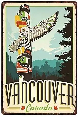 Metal Tin Sign Canada Vancouver Pub Outdoor Bar Retro Poster Home Kitchen Restaurant Wall Decor Signs 12x8inch