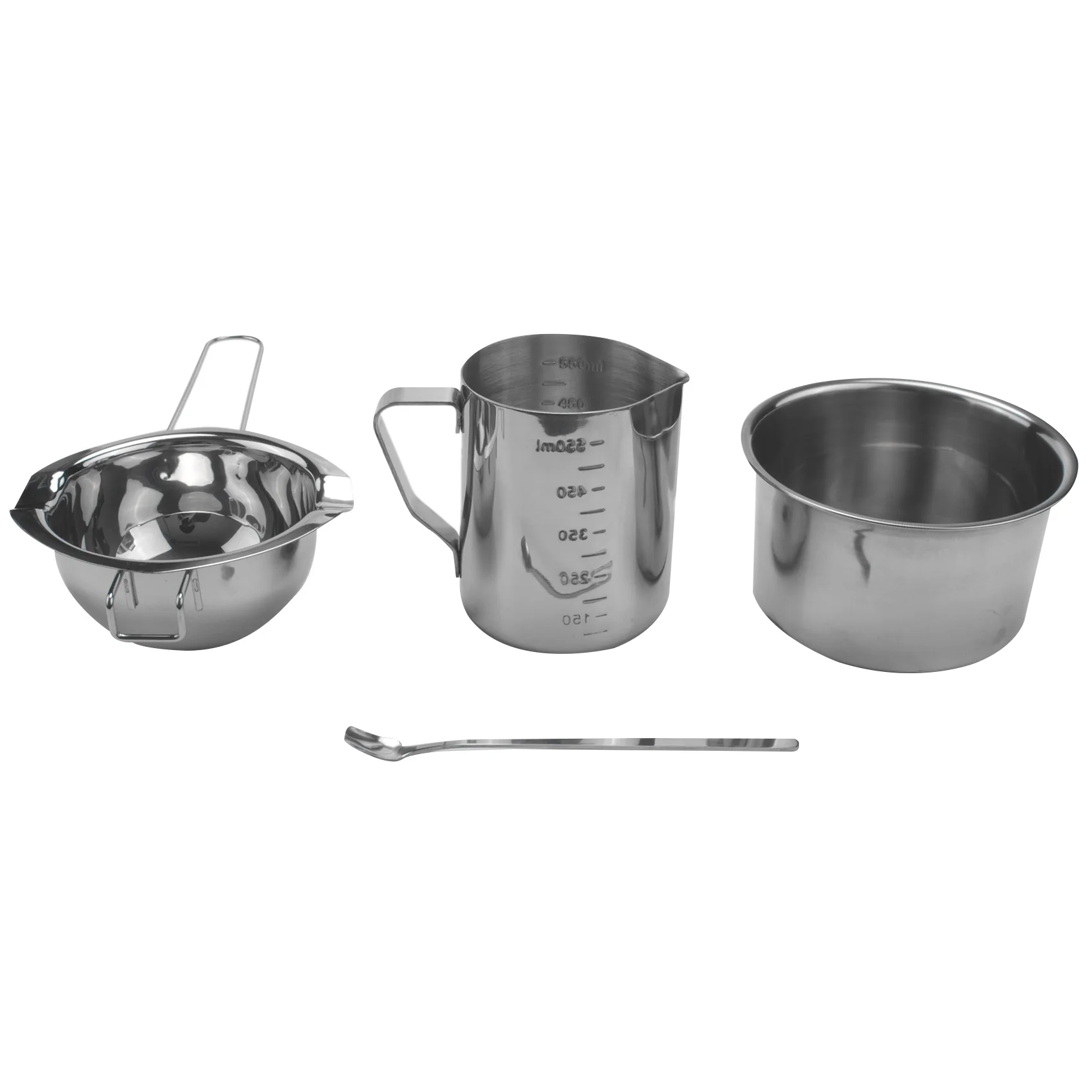 

AT84-4 Set Stainless Steel Double Boiler Long Handle Wax Melting Pot, Pitcher & Mixing Spoon Candle Soap Making, DIY Scented Can