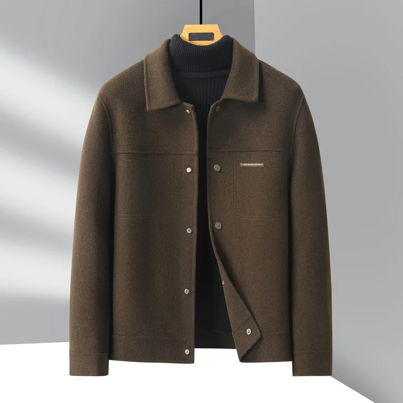 

Wool Double-Sided Tweed Thickened Woolen Coat 2025 Double-Sided Wool Coat For Men Stylish And Cool Korean-Style Lapel Short