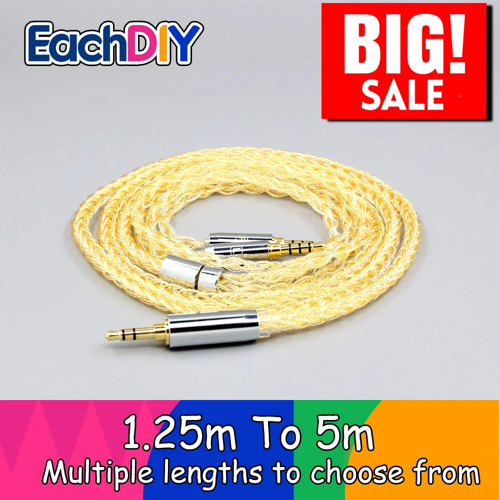 

8 Core 99% 7n Pure Silver 24k Gold Plated Earphone Cable For Crosszone CZ-8a CZ-1 CZ-10 Headphone LN009055