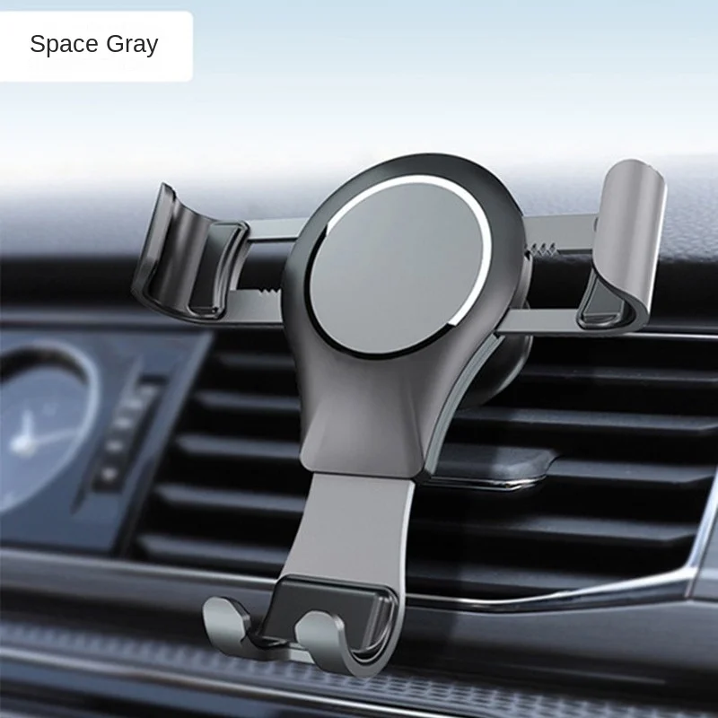 Mobile phone holder, car navigation air outlet snap type gravity metal support clip holder, manufacturer direct sales