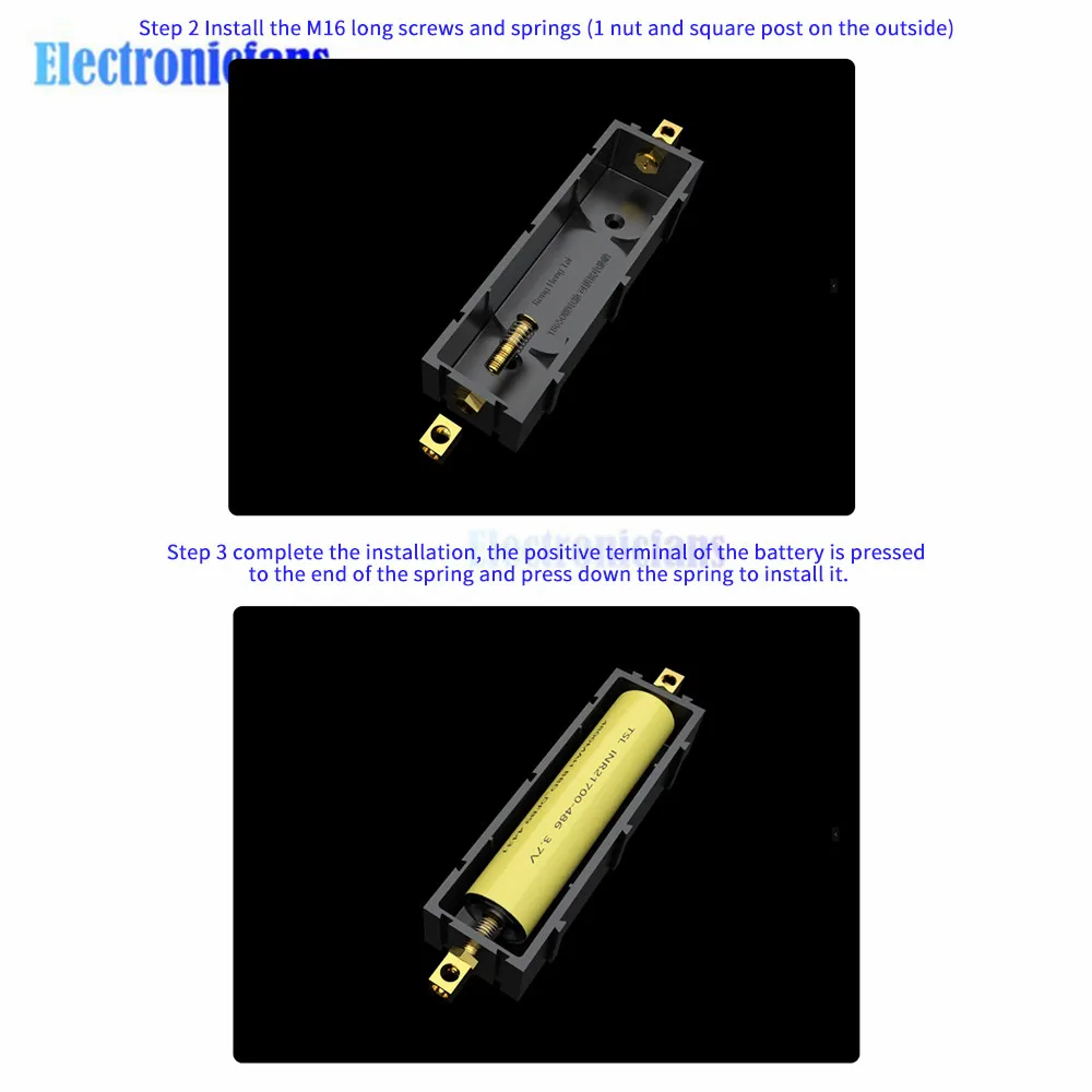Verbindbarer 21700 Batterieschlitz, lötfreies Lithium-Batteriegehäuse, elektronische Hochstrom-Kupfersäulenhalterbox – Detail 21