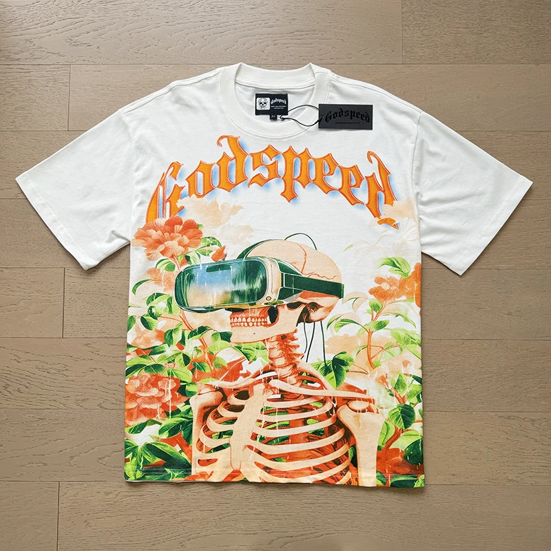 European and American Street Original Label Godspeed T-shirt Hip Hop Style Letter Pattern Printed GODSPEED Short Sleeve Men