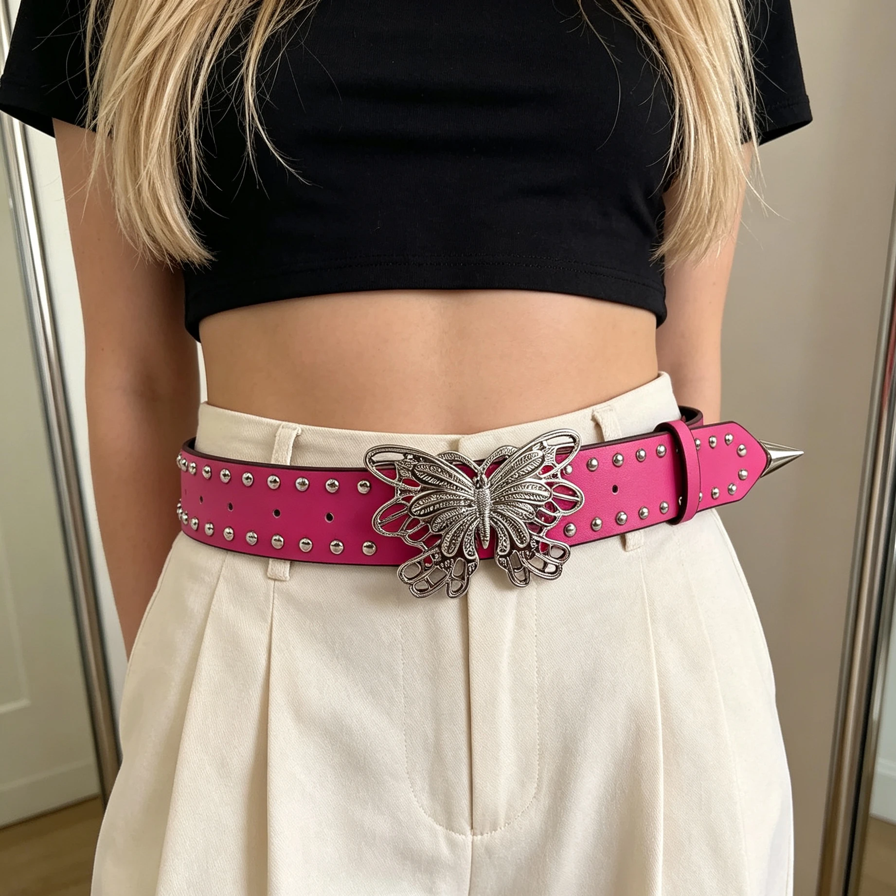 Riveted Butterfly-Style Personalized Women's Punk-Style Jeans Fashionable Versatile Ladies' Belt