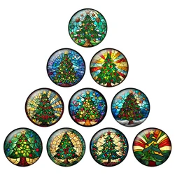 24pcs/lot Round Glass Cabochons 8mm To 25mm Christmas Tree Patterns DIY Jewelry Making Findings & Components Christmas Gift H310